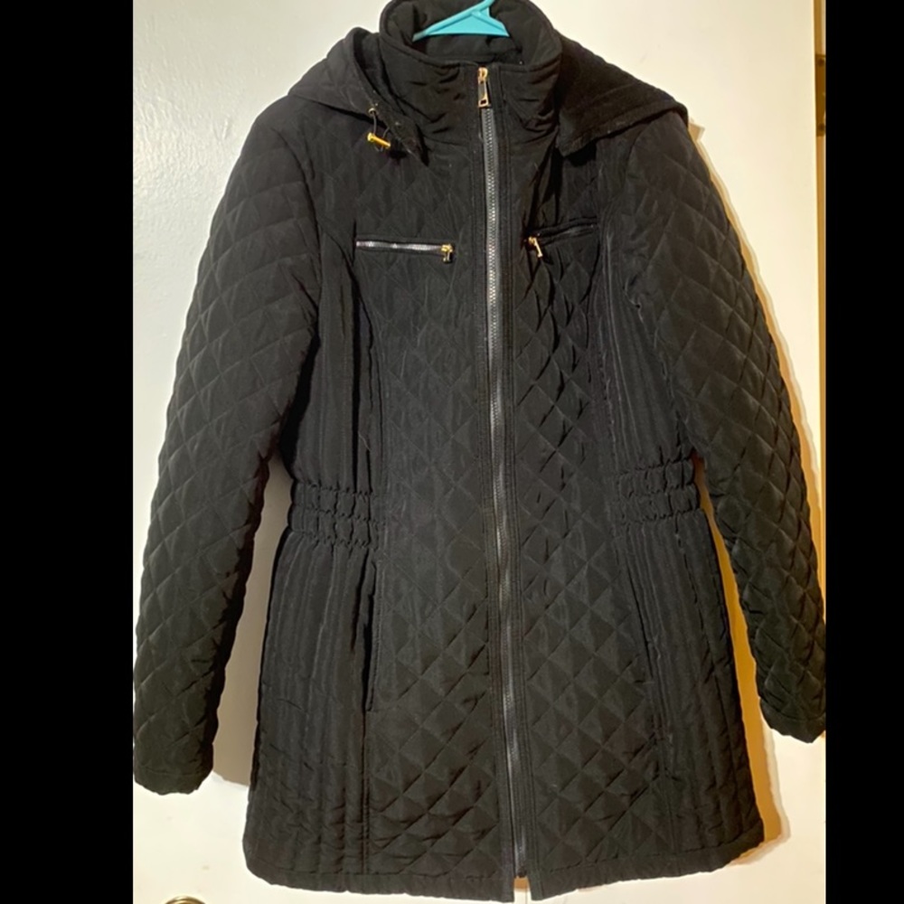Quilted zip-up hooded coat